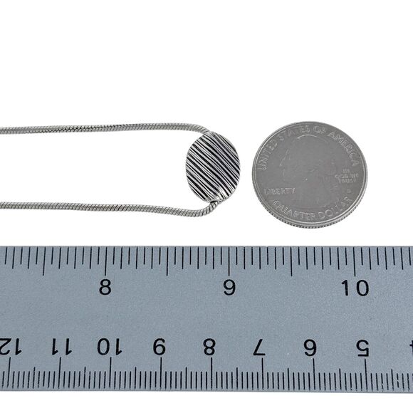 Vintage Sterling Silver 925 Flat Oval Textured Bead Snake Chain Necklace 16"-18" - Picture 4 of 4